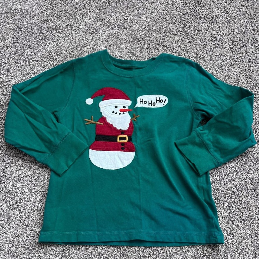 Gymboree Festive Green Santa Snowman  Kids Shirt